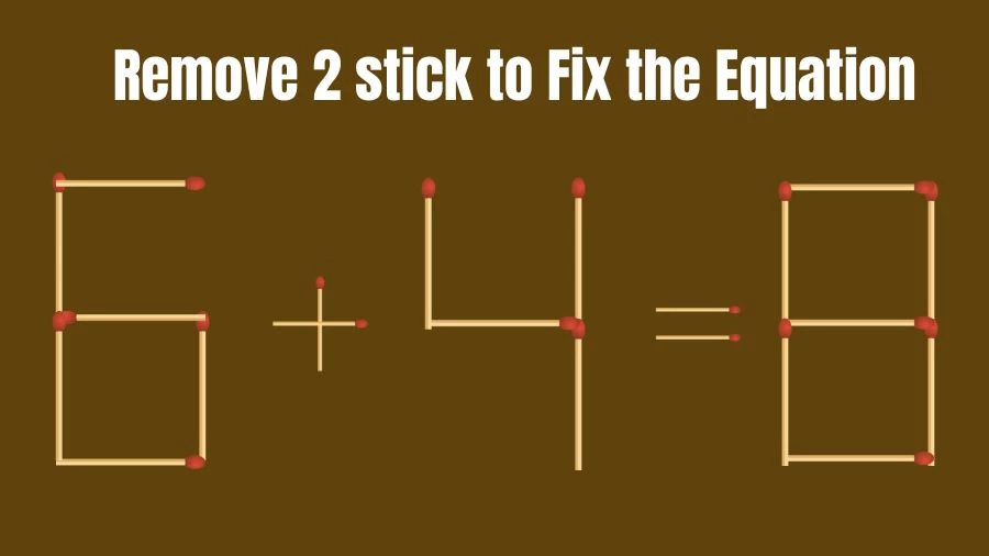 Brain Teaser IQ Challenge: 6+4=8 Remove 2 Matchstick to Fix the Equation