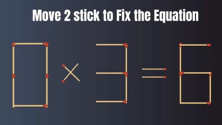 Brain Teaser: Can You Move 2 Matchsticks To Fix The Equation 0x3=6? Matchstick Puzzles