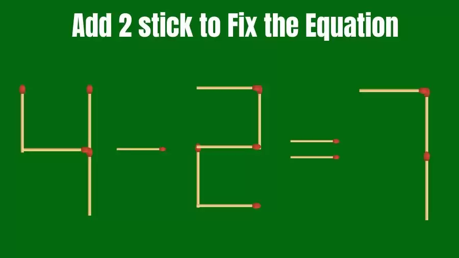 4-2=7 Add 2 Sticks and Fix this Equation - Brain Teaser Matchstick Puzzle