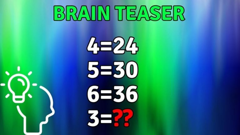 Brain Teaser: If 4=24, 5=30, 6=36, then 3=? Viral Math Puzzle