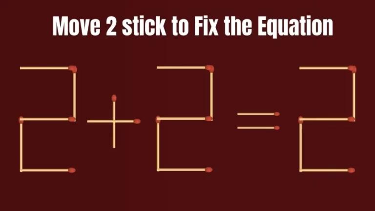 Matchstick Brain Teaser: Can You Fix the Equation 2+2=2 in Just 2 Moves?