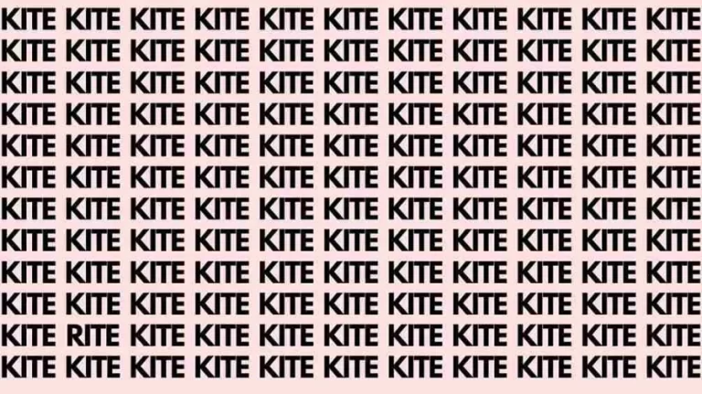 Optical Illusion Brain Test: If you have Eagle Eyes find the Word Rite among Kite in 20 Secs