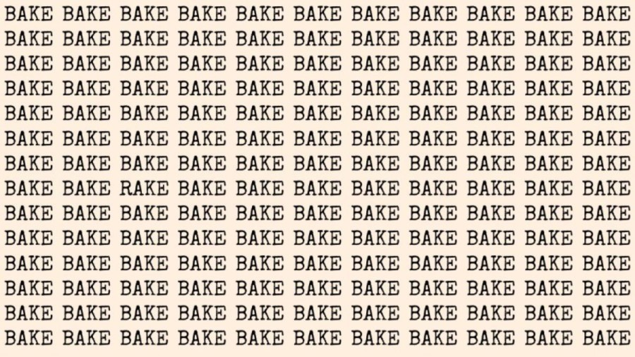 Optical Illusion: If you have Hawk Eyes find the Word Rake among Bake in 20 Secs
