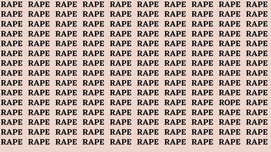 Brain Teaser: If you have Sharp Eyes Find the Word Rope among Rape in 20 Secs