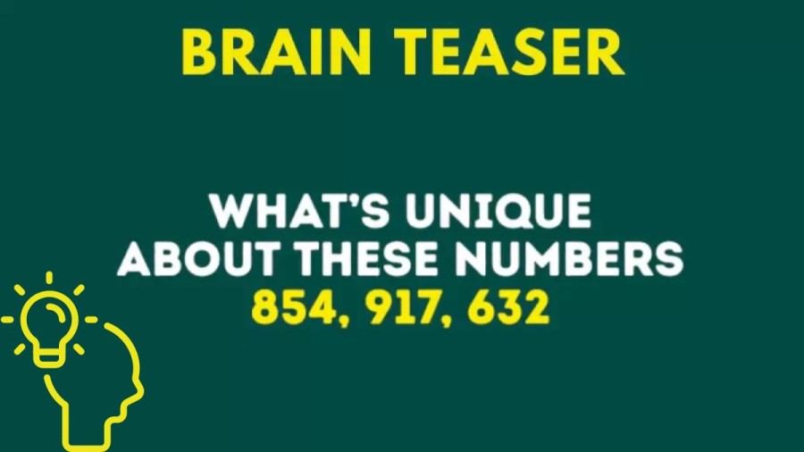 Brain Teaser Logic Puzzle: What is Unique about this Number Series 854, 917, 632?